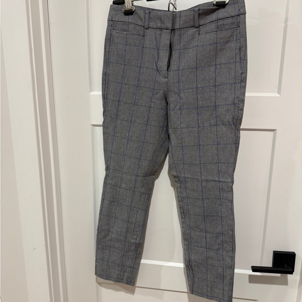 LOFT Gray Blue Plaid High Waist Skinny Dress Pants